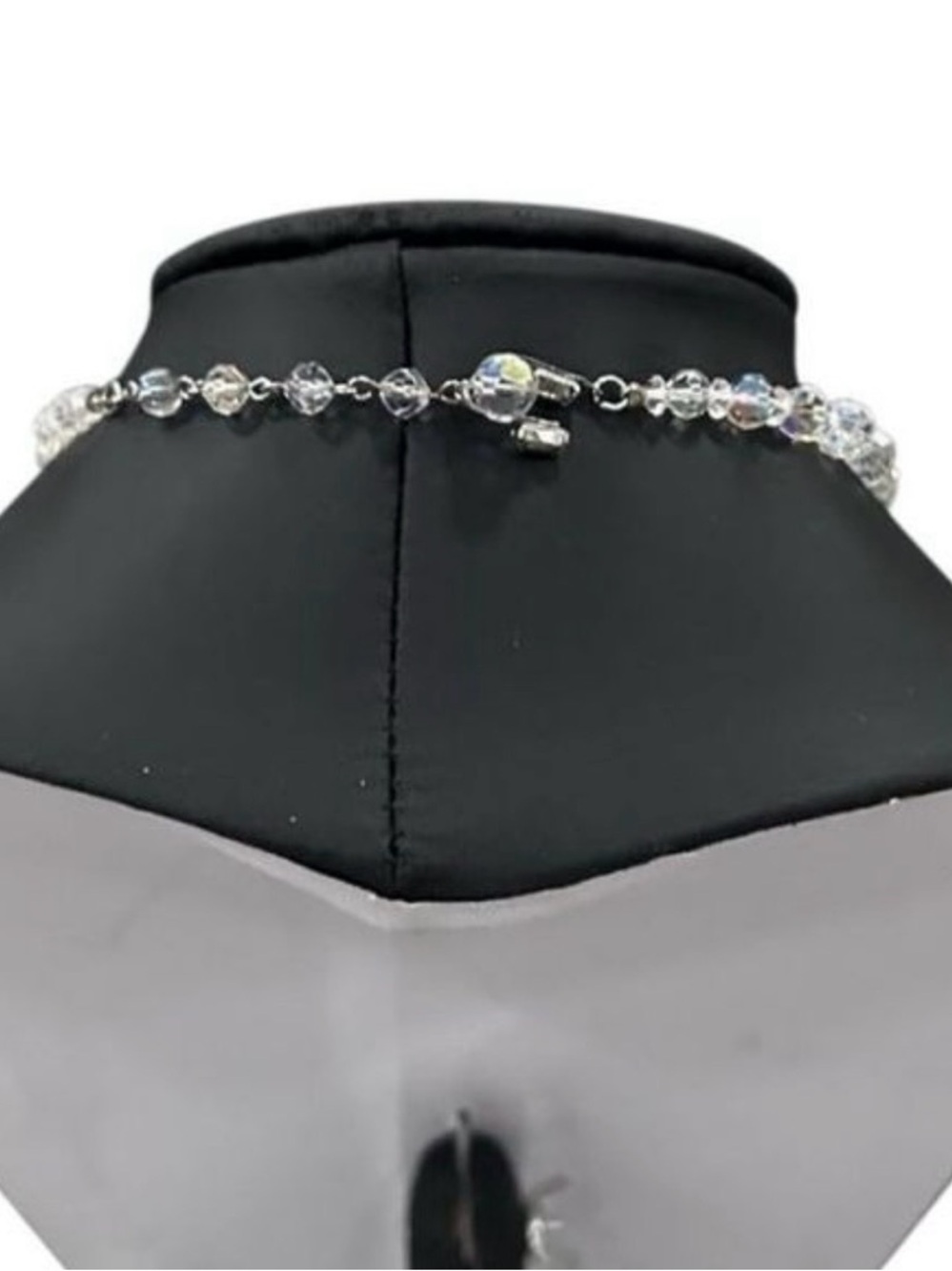 Vintage Choker Necklace & Dangling Earrings Set Clear Faceted Czech Glass Beads - Picture 10 of 10